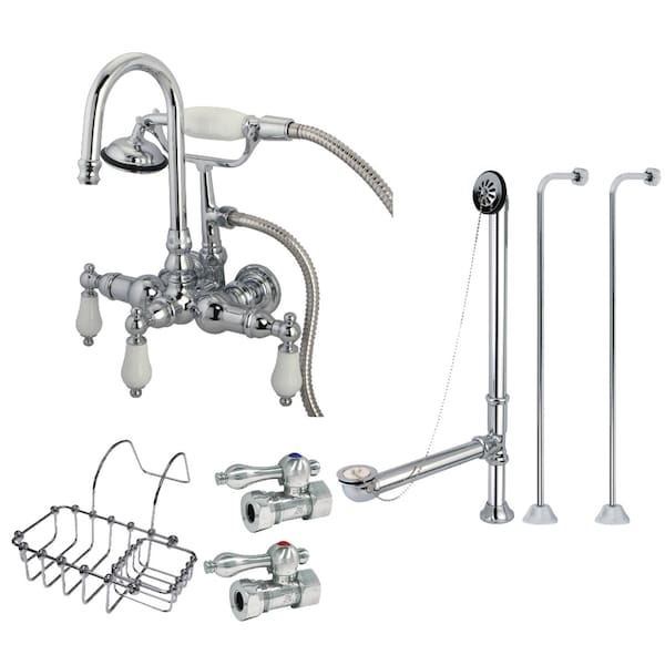 Clawfoot Tub Faucet Packages, Polished Chrome, Tub Wall Mount
